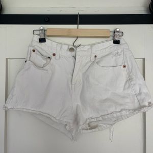 White jean denim shorts